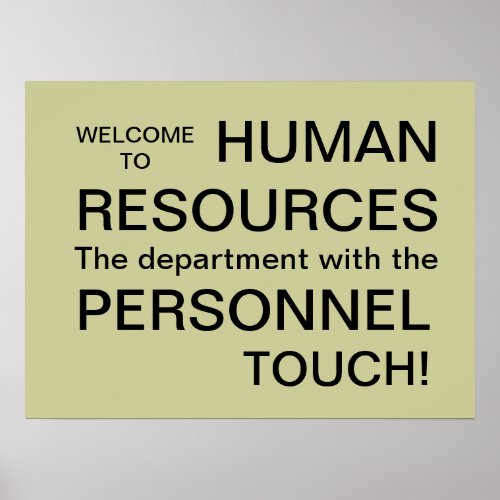 Witty Human Resources HR Personnel Department Sign