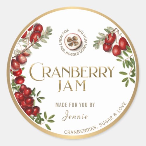 Witty Logo Design Elegant Cranberry Jam Preserves  Classic Round Sticker