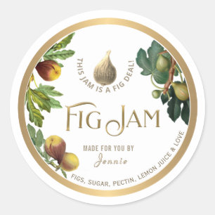 Witty Logo Design Elegant Fig Jam Preserves Classi Classic Round Sticker