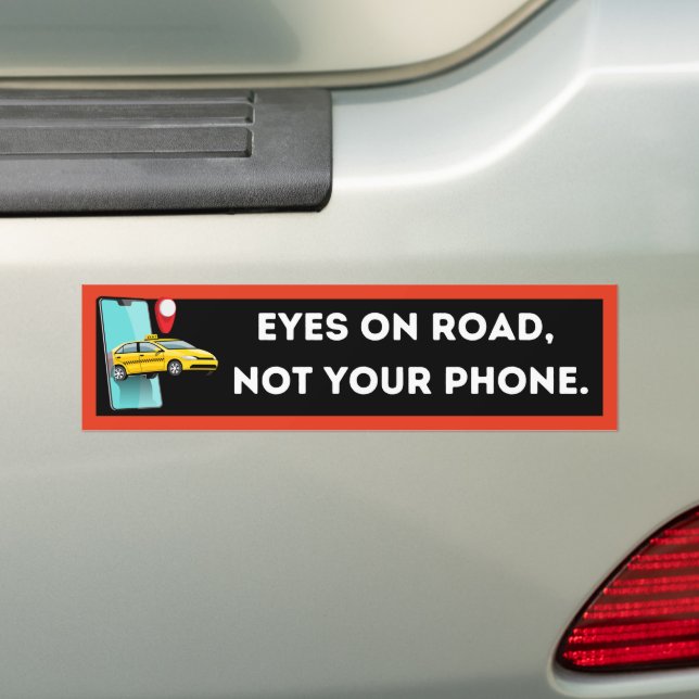 Witty Minimalist Phone-Free Driving Bumper Sticker (On Car)