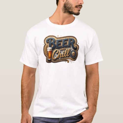 Witty Orange BEER AND CHILL Print T-Shirt