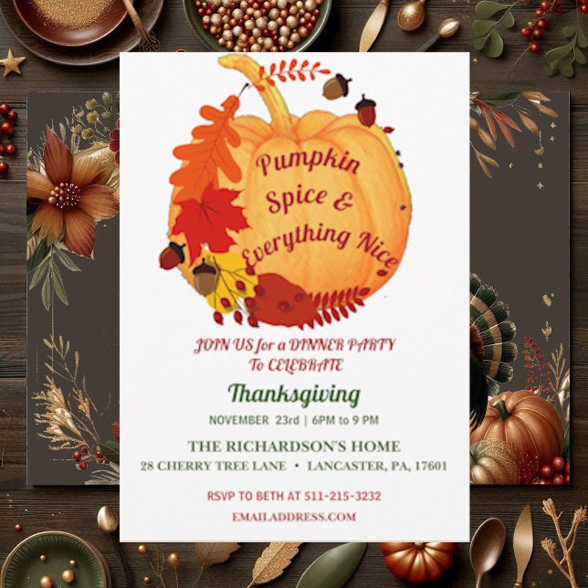 Witty Quote Orange Fall Foliage Pumpkin Spice Invitation (Witty Quote Orange Fall Foliage Pumpkin Spice Invitation)