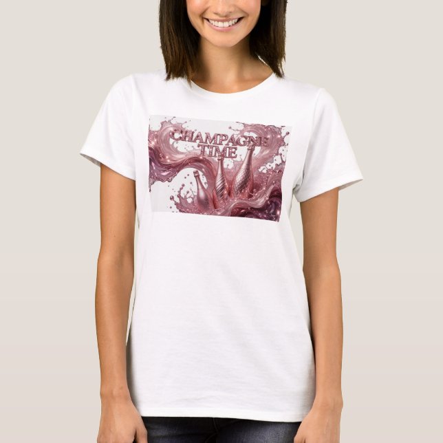 Witty Red CHAMPAGNE TIME Statement Tee (Front)
