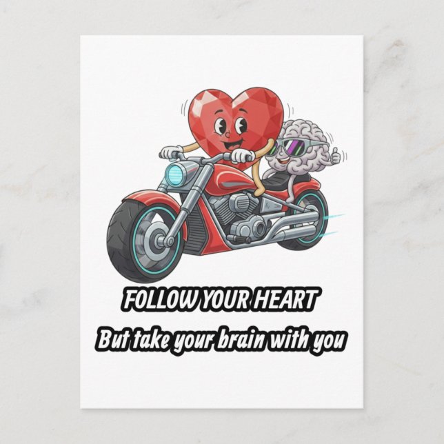 witty relationship quote gift heart riding bike holiday postcard (Front)