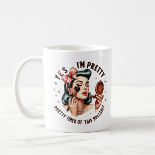 Witty Retro Girl – Pretty Tired of Bull Tri-Blend Coffee Mug