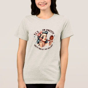 Witty Retro Girl – Pretty Tired of Bull Tri-Blend Tri-Blend Shirt