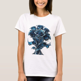 Witty Silver BLUE ROSES Graphic Tee