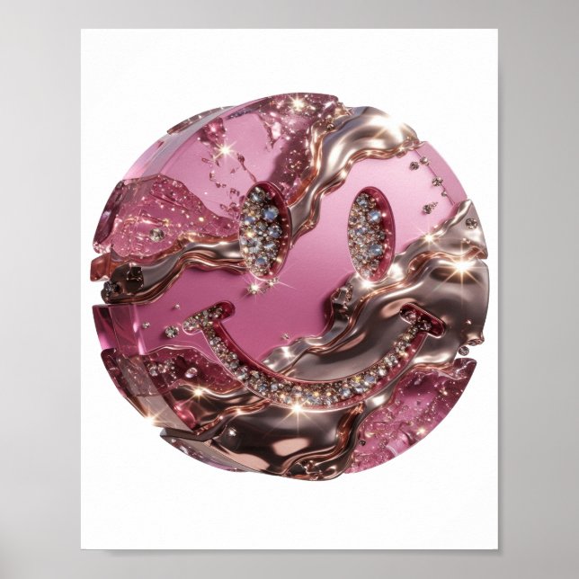 Witty Silver HAPPY FACE Slogan Design Poster (Front)