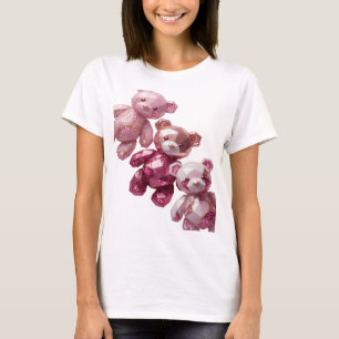 Witty Silver THREE PINK TEDDY BEARS Text Design T-Shirt