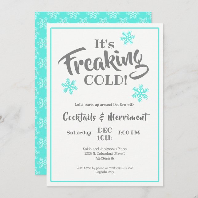 Witty Winter Cocktail Party Invitation (Front/Back)