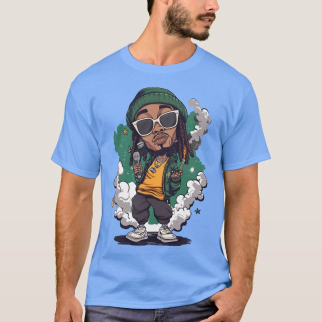 Wiz Khalifa as Cartoon boy funny friend T-Shirt (Front)