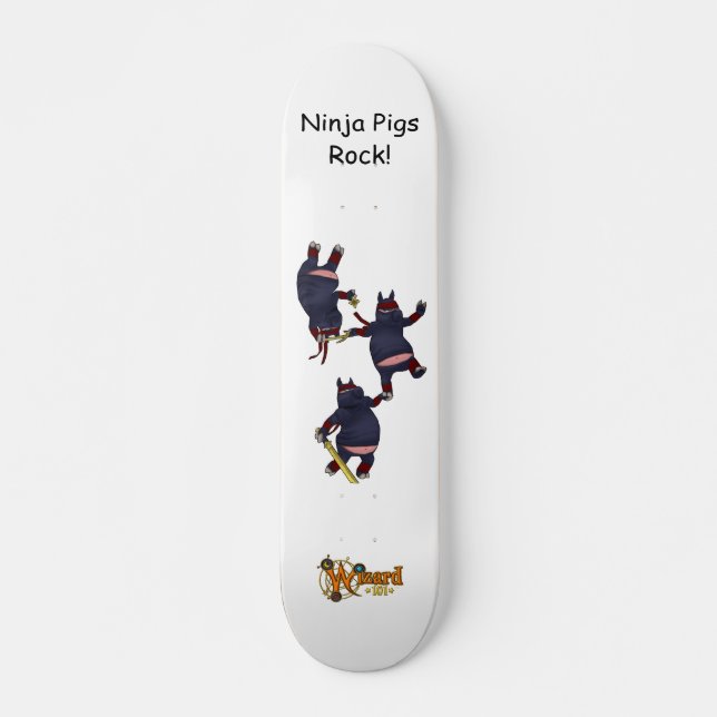 Wizard101 Ninja Pigs Rock Skateboard Deck (Front)