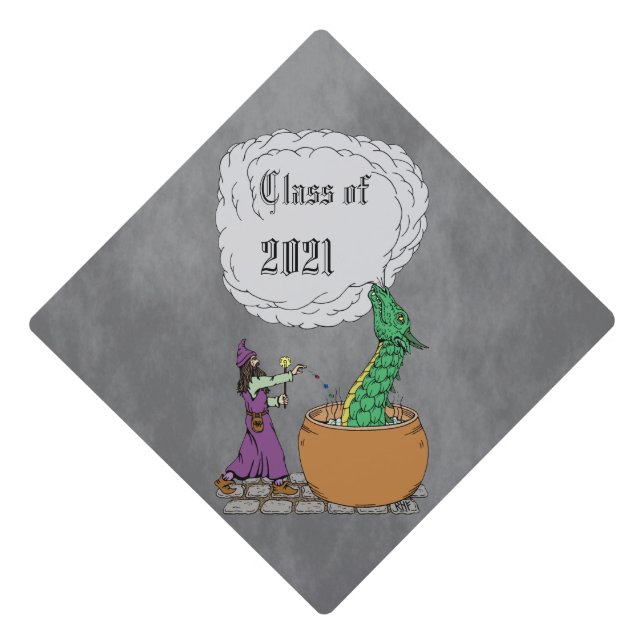 Wizard and Dragon Graduation Cap Topper (Front)