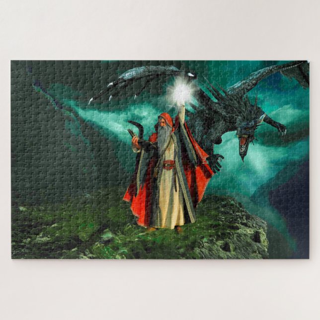 Wizard and Dragon Jigsaw Puzzle (Horizontal)