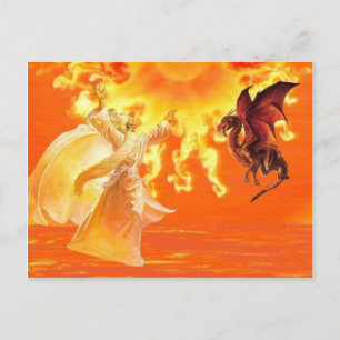 Wizard and Dragon. Postcard