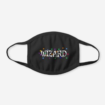 Wizard And Stars Black Cotton Face Mask by orsobear at Zazzle