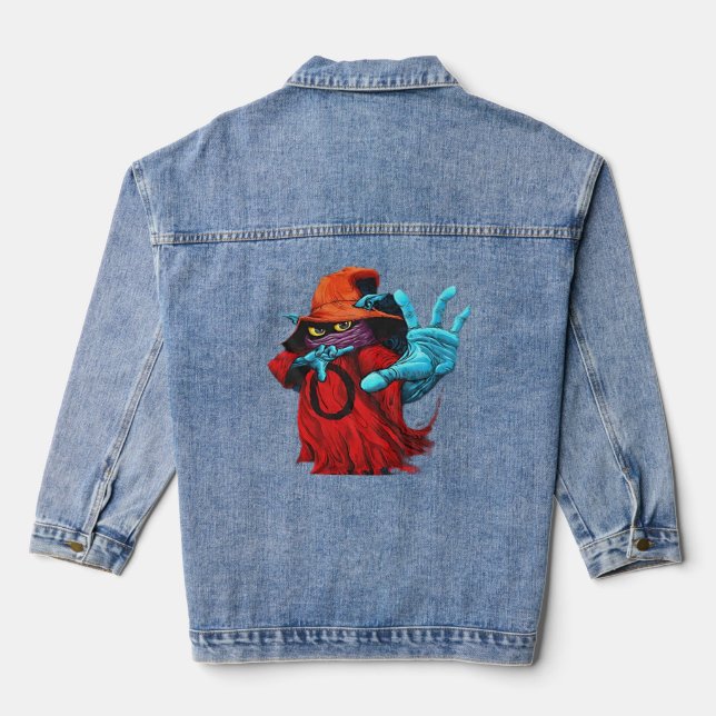 Wizard Art, Mystical Imagery, Fantasy Design, Magi Denim Jacket (Back)
