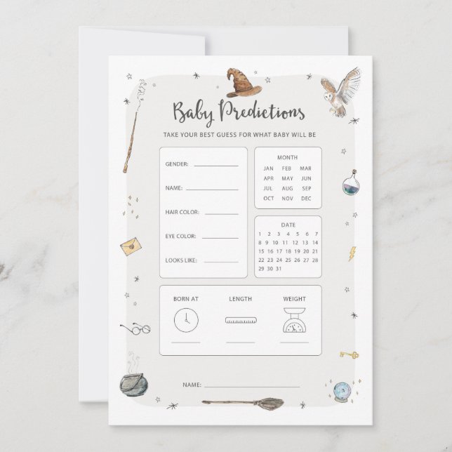 Wizard Baby Shower Baby Prediction Game Invitation (Front)