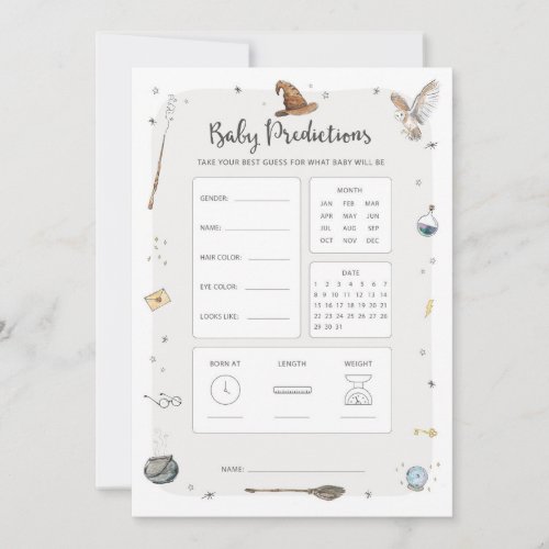 Wizard Baby Shower Baby Predictions Game Invitation