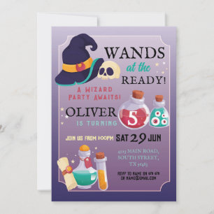 Wizard Birthday Party Wands At The Ready  Invitation