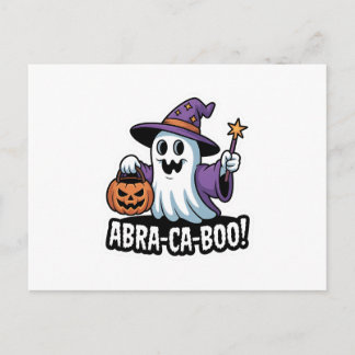 Wizard Boo – Spooky Cute Halloween Ghost wand Holiday Postcard