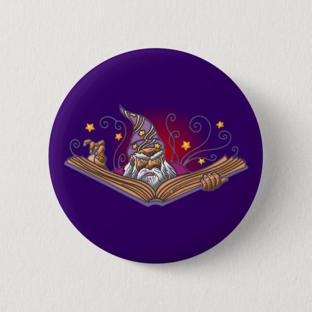 wizard book Grimoire wizard sorcerer warlock Pinback Button (Front)