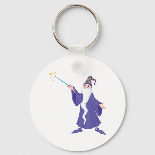 Wizard Casting A Spell Magic Keychain