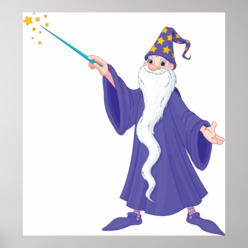 Wizard Casting A Spell Magic Poster