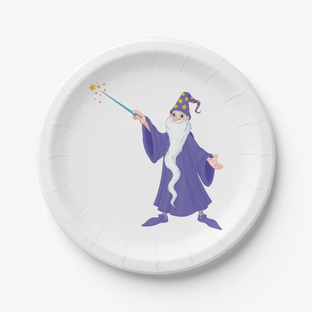 Wizard Casting A Spell Paper Plates (Front)