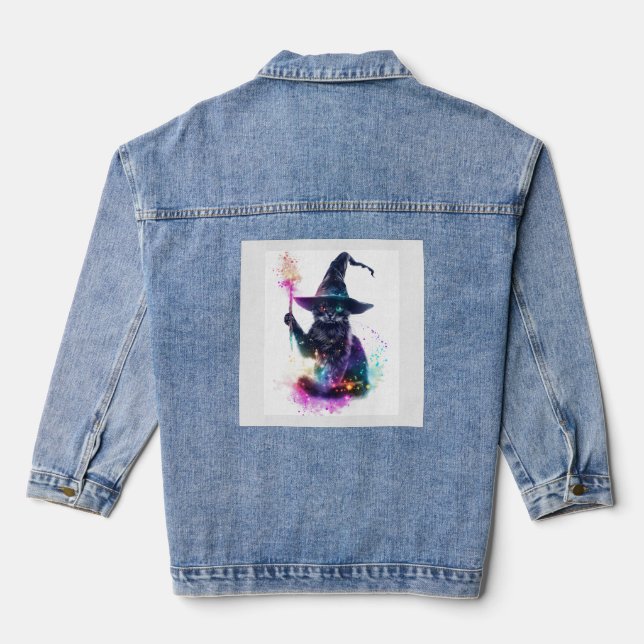 Wizard Cat Magic Denim Jacket (Back)