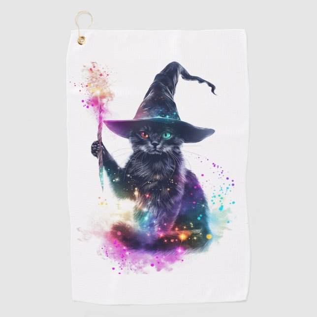 Wizard Cat Magic Golf Towel (Front)