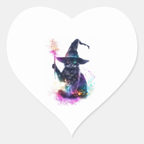 Wizard Cat Magic Heart Sticker