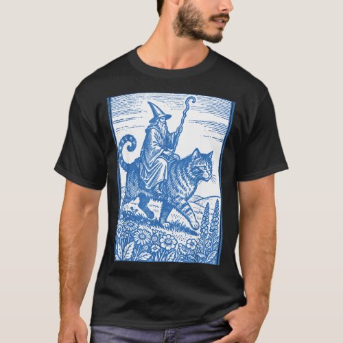 Wizard cat rider funny cute meme  T-Shirt