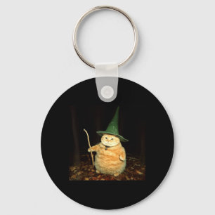 Wizard Cat Weird Funny Halloween Cat Meme Keychain