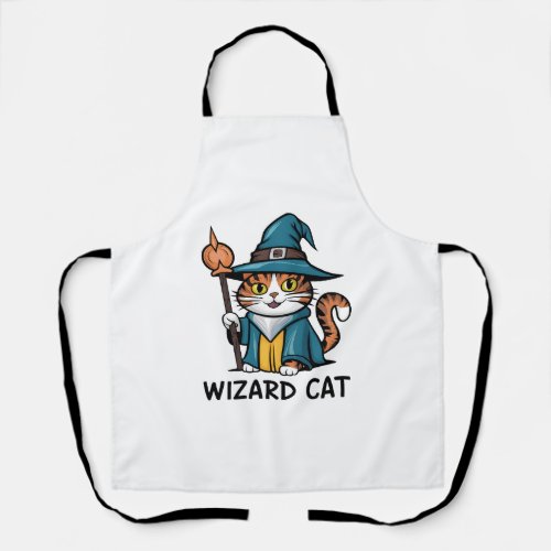 Wizard Cat with stars mystical magical cat lover Apron