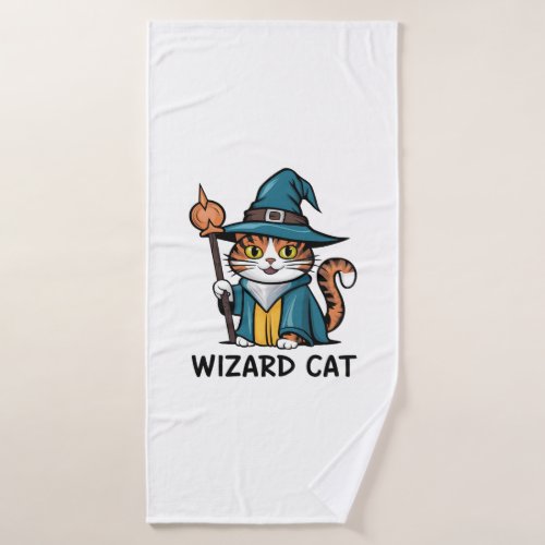 Wizard Cat with stars mystical magical cat lover Bath Towel