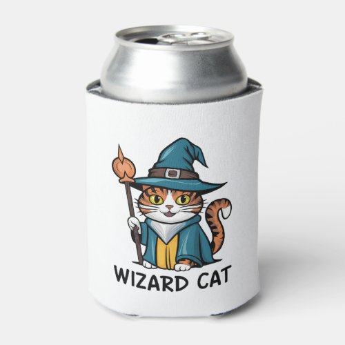 Wizard Cat with stars mystical magical cat lover Can Cooler