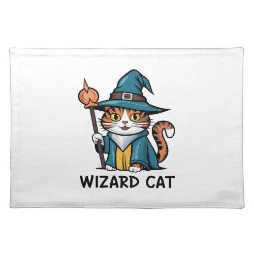 Wizard Cat with stars mystical magical cat lover Cloth Placemat