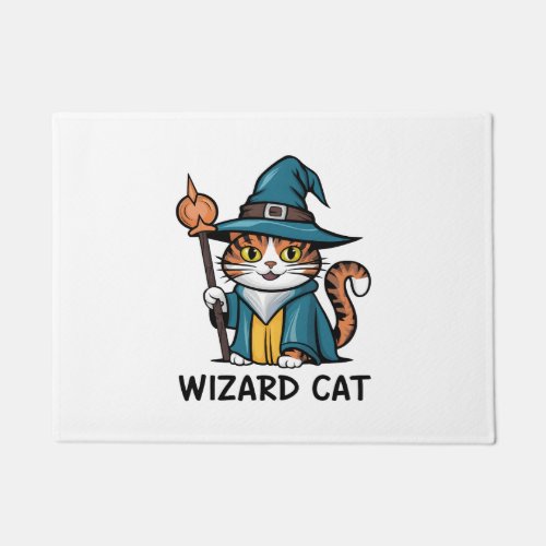 Wizard Cat with stars mystical magical cat lover Doormat