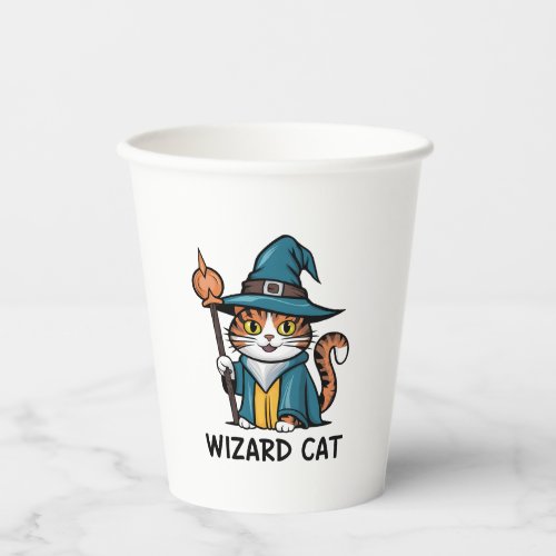 Wizard Cat with stars mystical magical cat lover Paper Cups