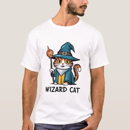 Wizard Cat with stars mystical magical cat lover T_Shirt