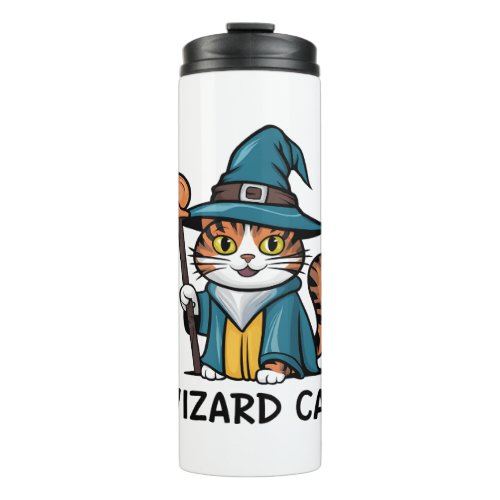 Wizard Cat with stars mystical magical cat lover Thermal Tumbler