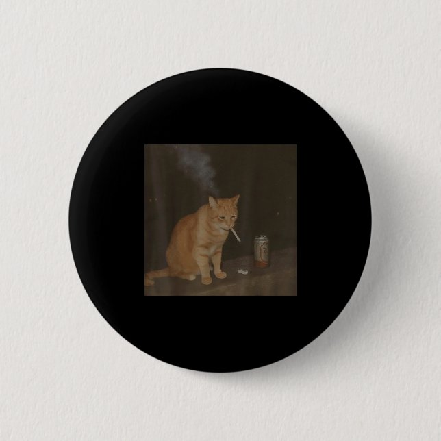 Wizard Cigarette Kitten Funny Smoking Cat Meme Bra Button (Front)