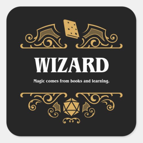 Wizard Class Tabletop RPG Gaming Square Sticker