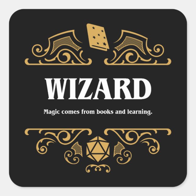 Wizard Class Tabletop RPG Gaming Square Sticker (Front)