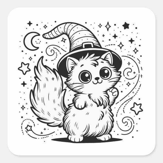 Wizard Cute Cat Sticker (Front)