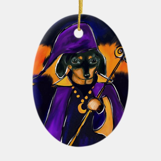 WIZARD DACHSHUND CERAMIC ORNAMENT (Front)