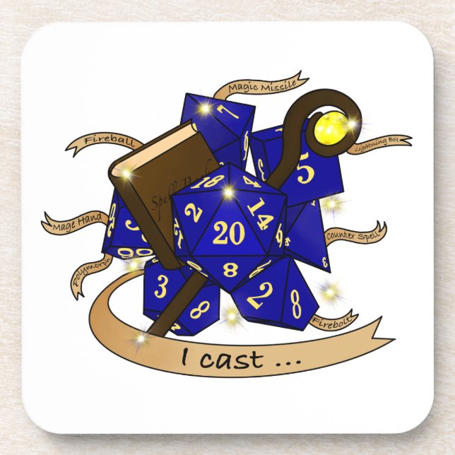 Wizard Dice Design Beverage Coaster (Front)