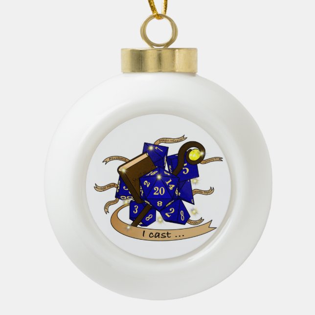 Wizard Dice Design Ceramic Ball Christmas Ornament (Front)