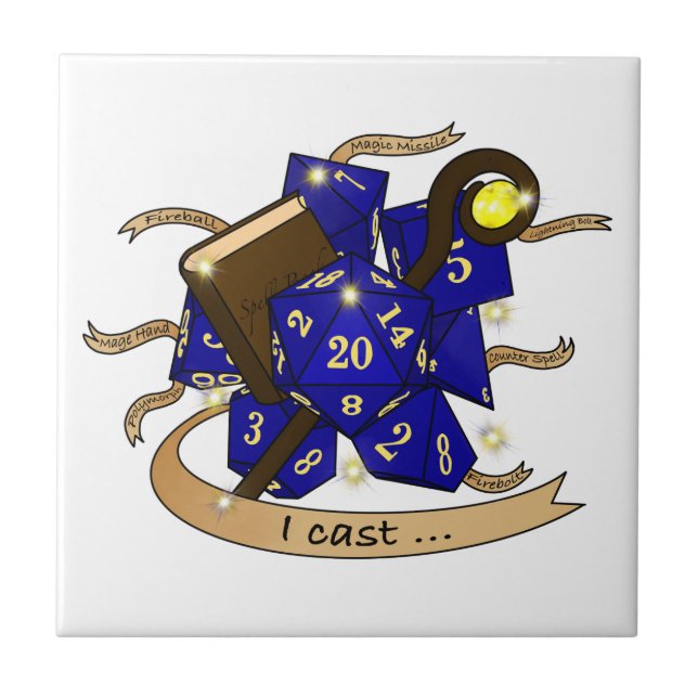 Wizard Dice Design Ceramic Tile (Front)